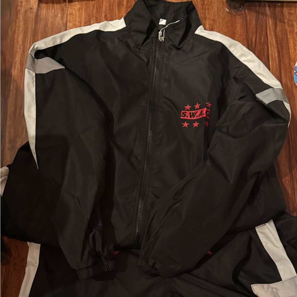 Black and White Tracksuit with Red Custom swag tracksuit